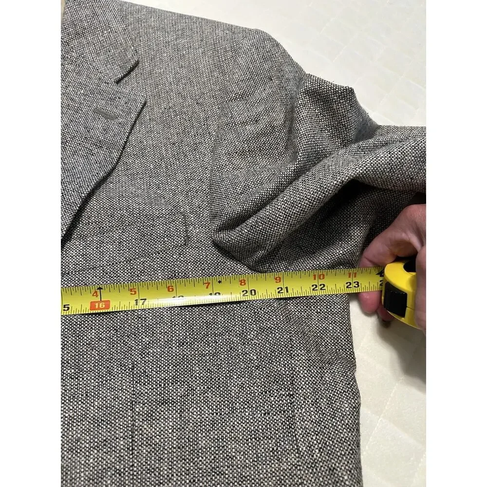 Meeting Street Mens 42L 100% Silk‎ Blazer Gray Tan Tweed Sports Coat Work Jacket